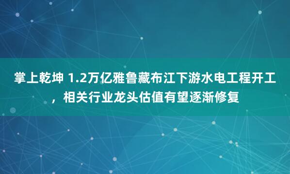 掌上乾坤 1.2万亿雅鲁藏布江下游水电工程开工，相关行业龙头估值有望逐渐修复