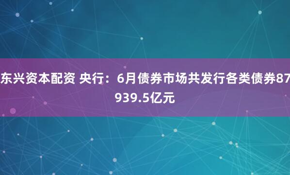 东兴资本配资 央行：6月债券市场共发行各类债券87939.5亿元